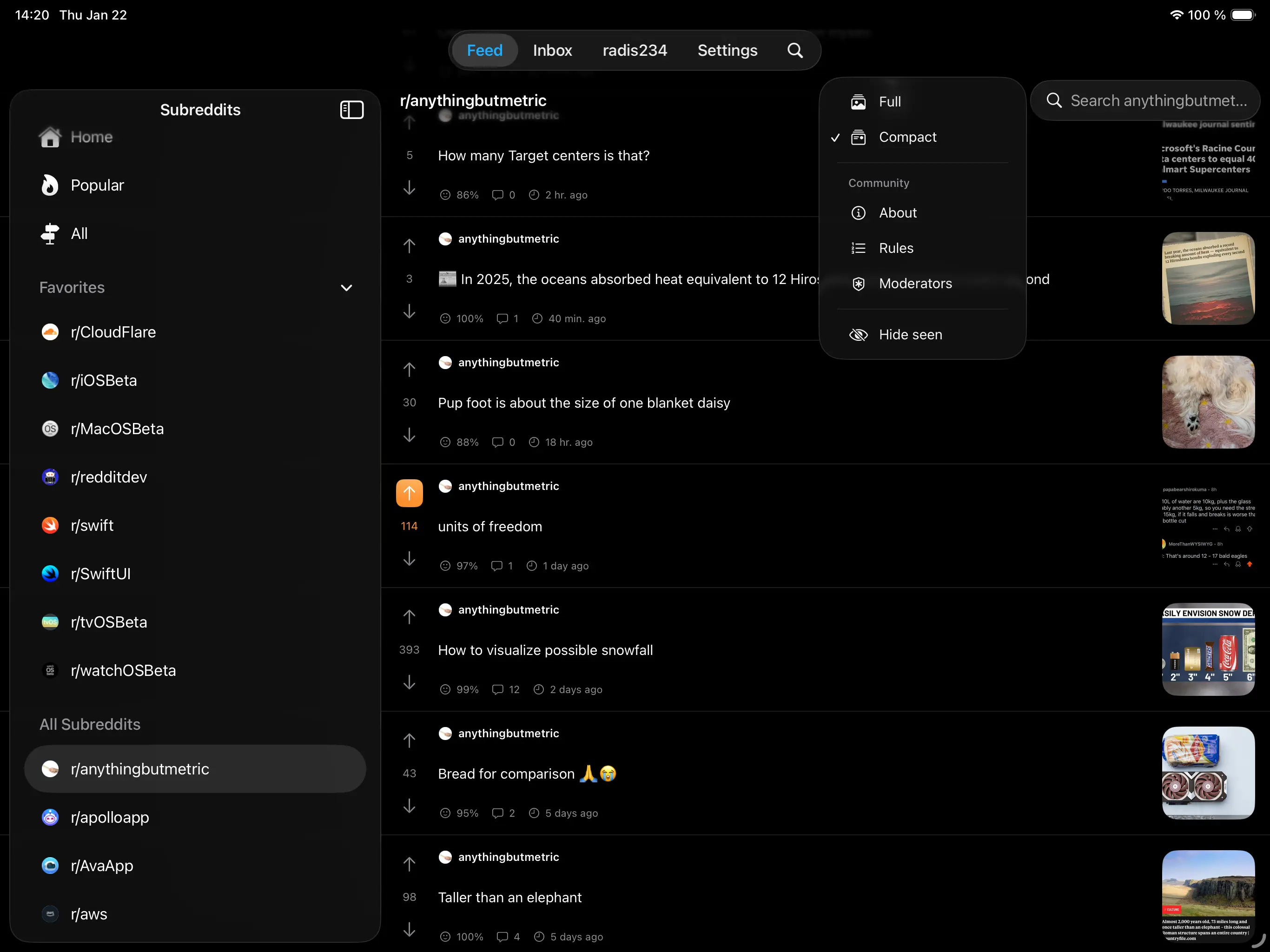 Screenshot displaying app on an iPad